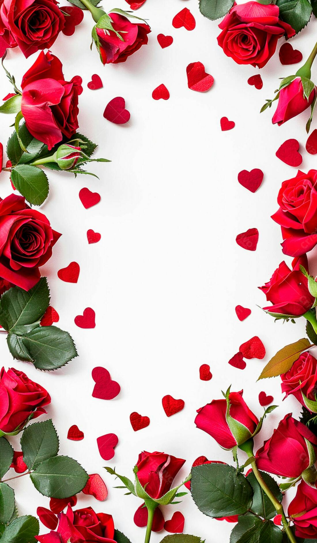 Rosas vermelhas e corações para o Dia dos Namorados