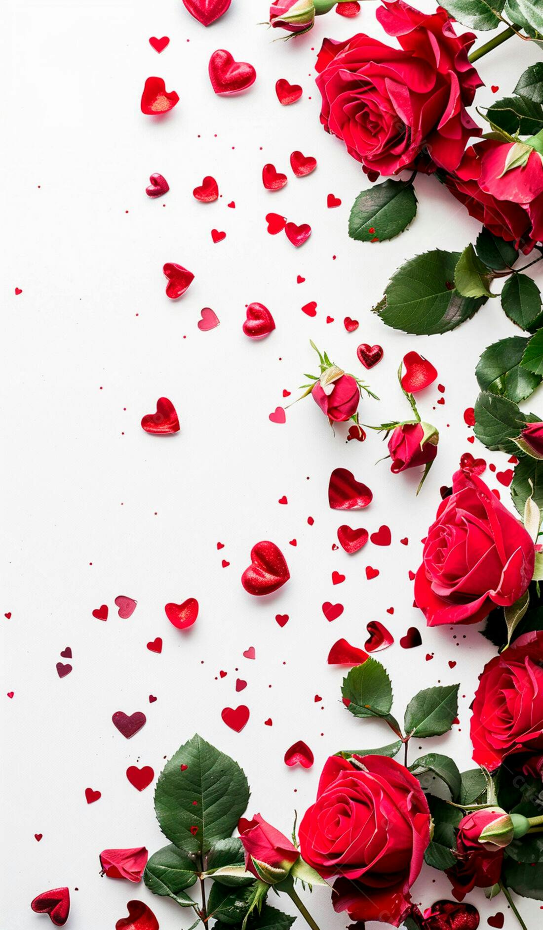 Rosas vermelhas corações dia dos namorados