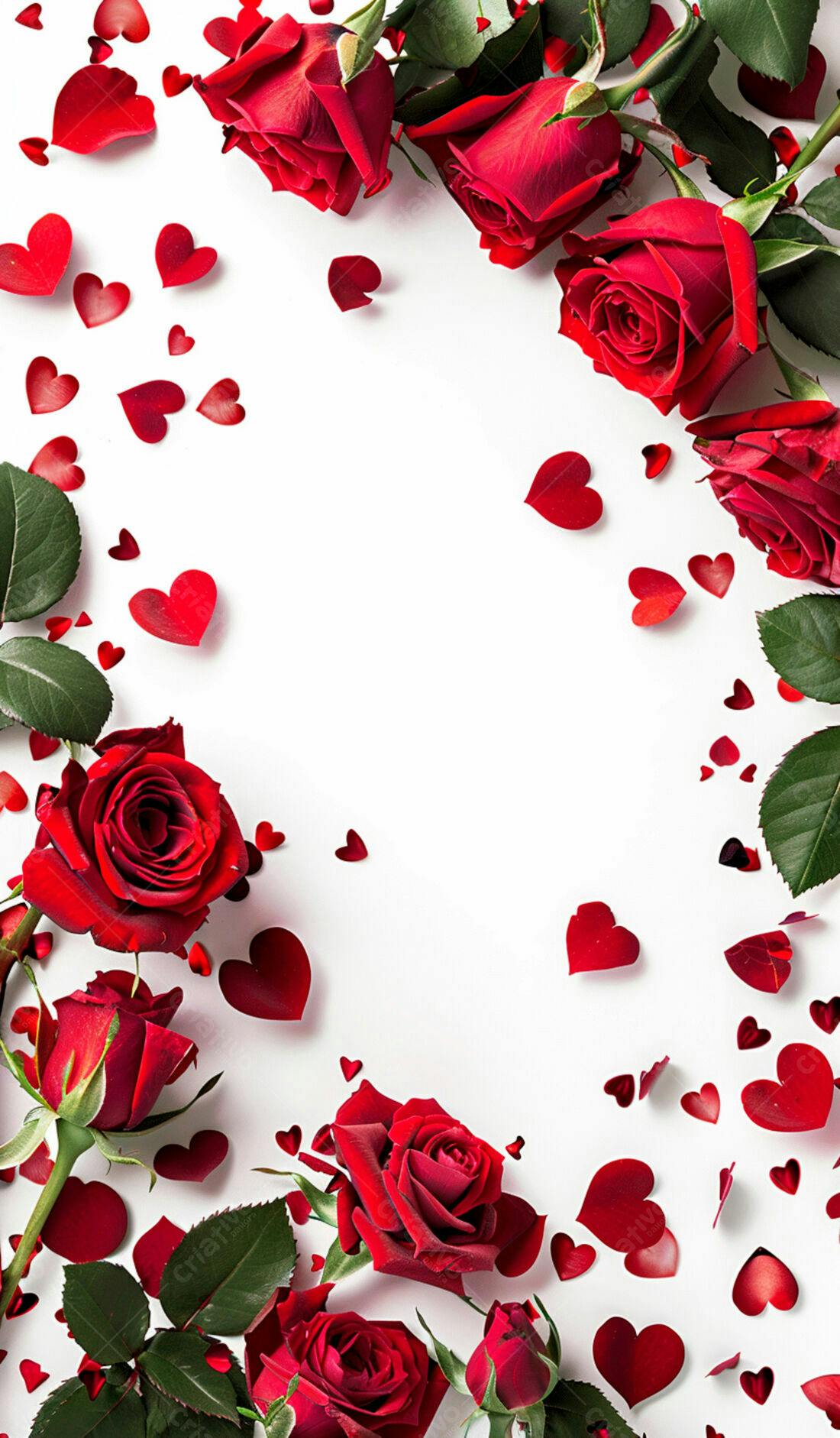 Rosas vermelhas e corações para o Dia dos Namorados