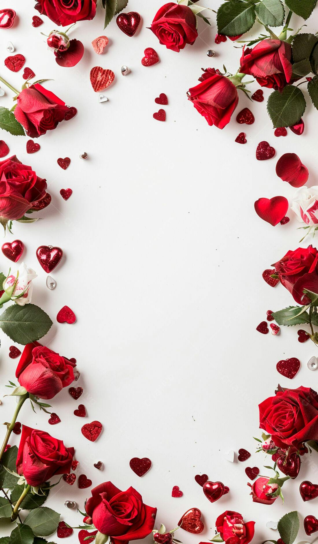 Rosas vermelhas e corações para Dia dos Namorados
