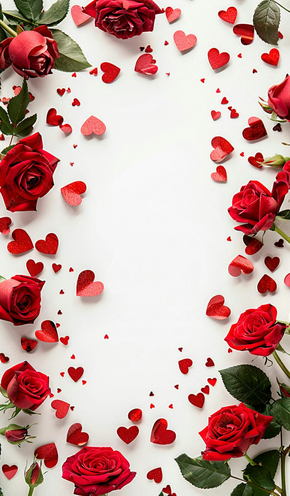 Rosas vermelhas e corações para o Dia dos Namorados