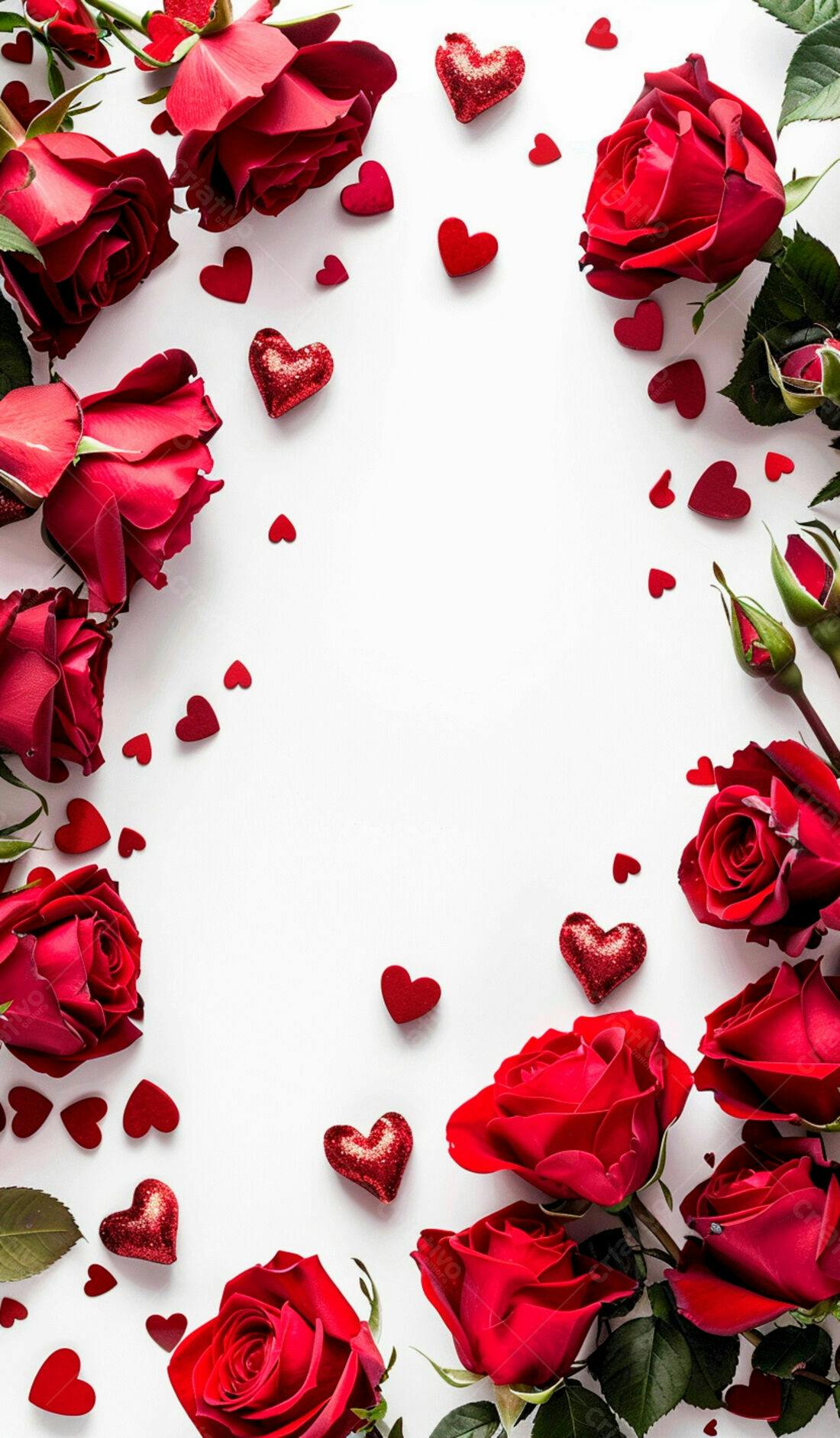 Rosas vermelhas e corações para o Dia dos Namorados