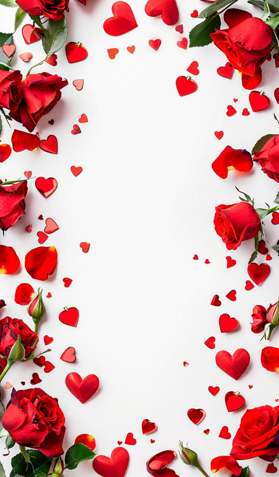 Rosas vermelhas e corações para o Dia dos Namorados