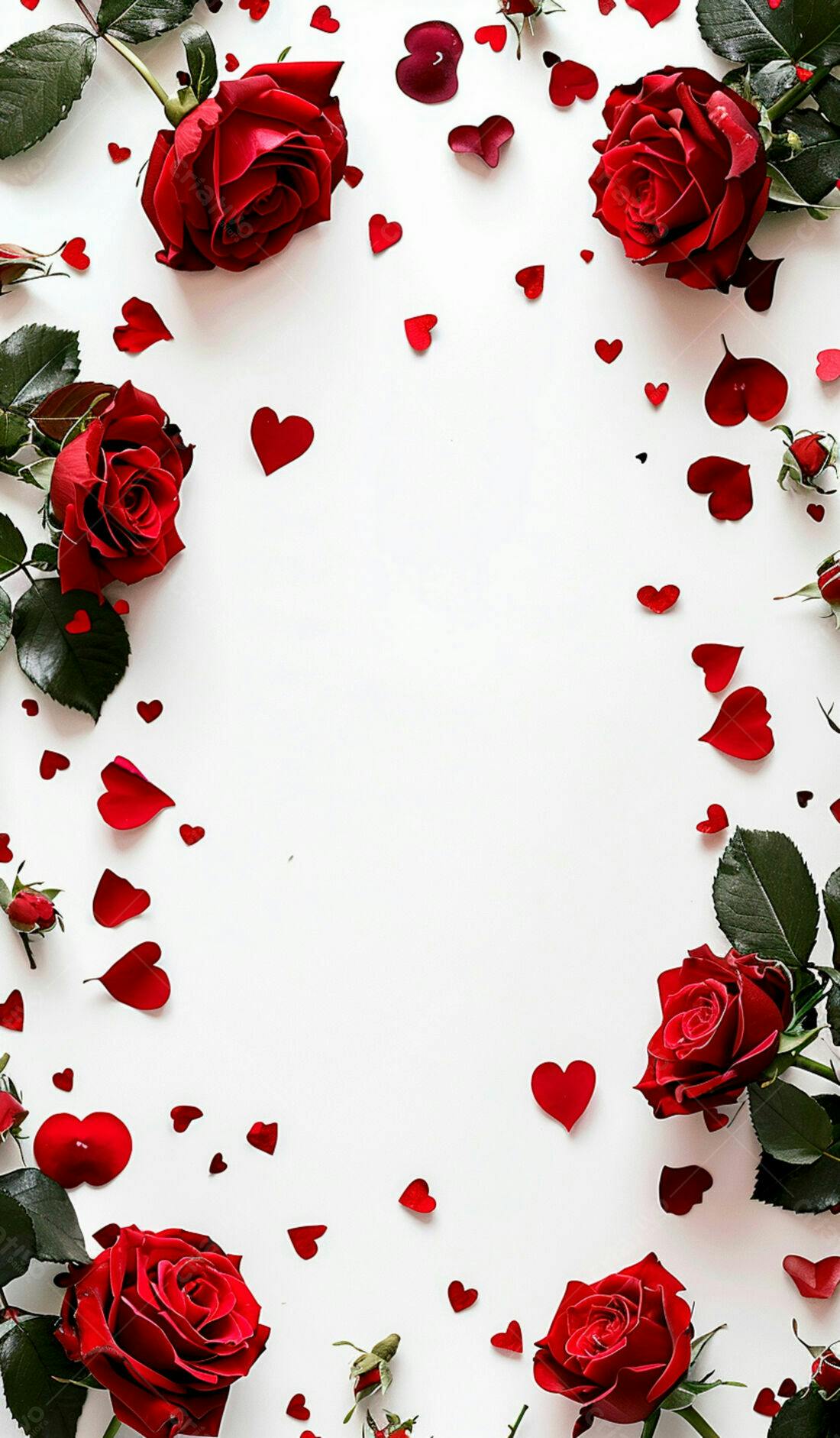 Rosas vermelhas e corações para o Dia dos Namorados