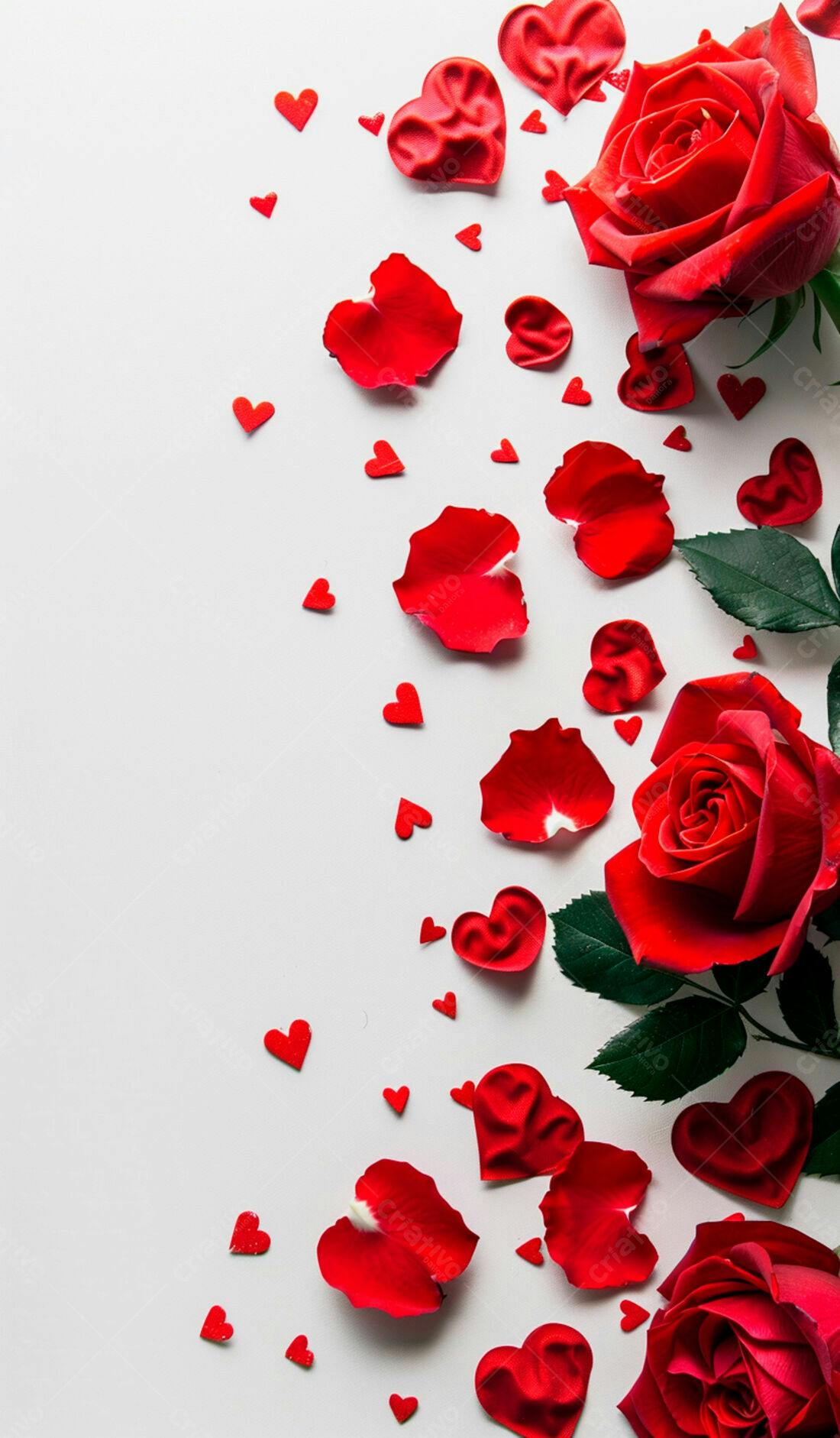 Rosas vermelhas pétalas corações Dia dos Namorados