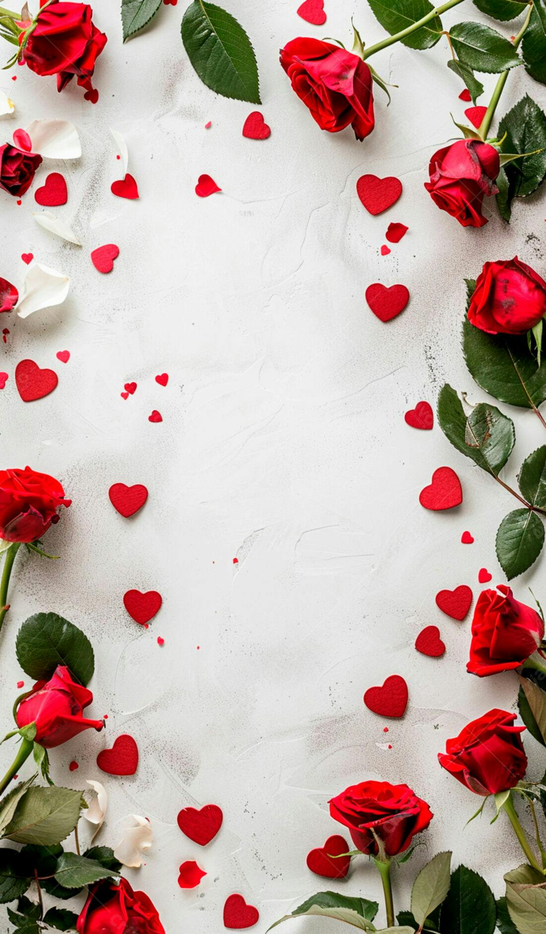 Rosas vermelhas e corações para o Dia dos Namorados