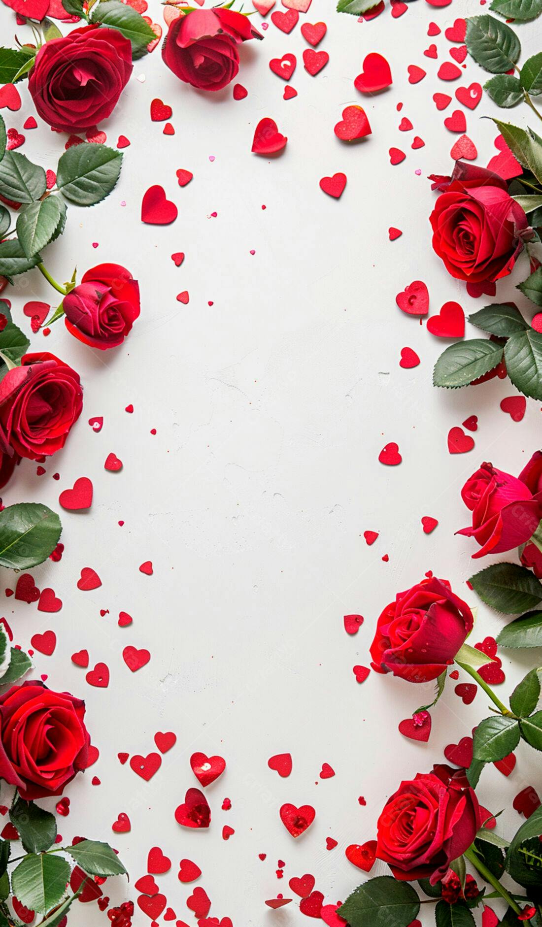 Rosas vermelhas e corações para o Dia dos Namorados