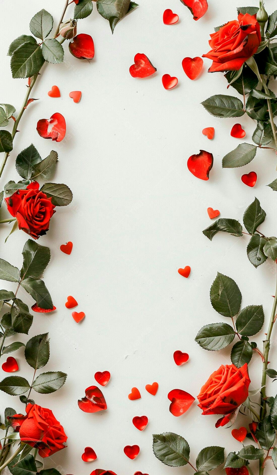 Rosas vermelhas e corações para o Dia dos Namorados