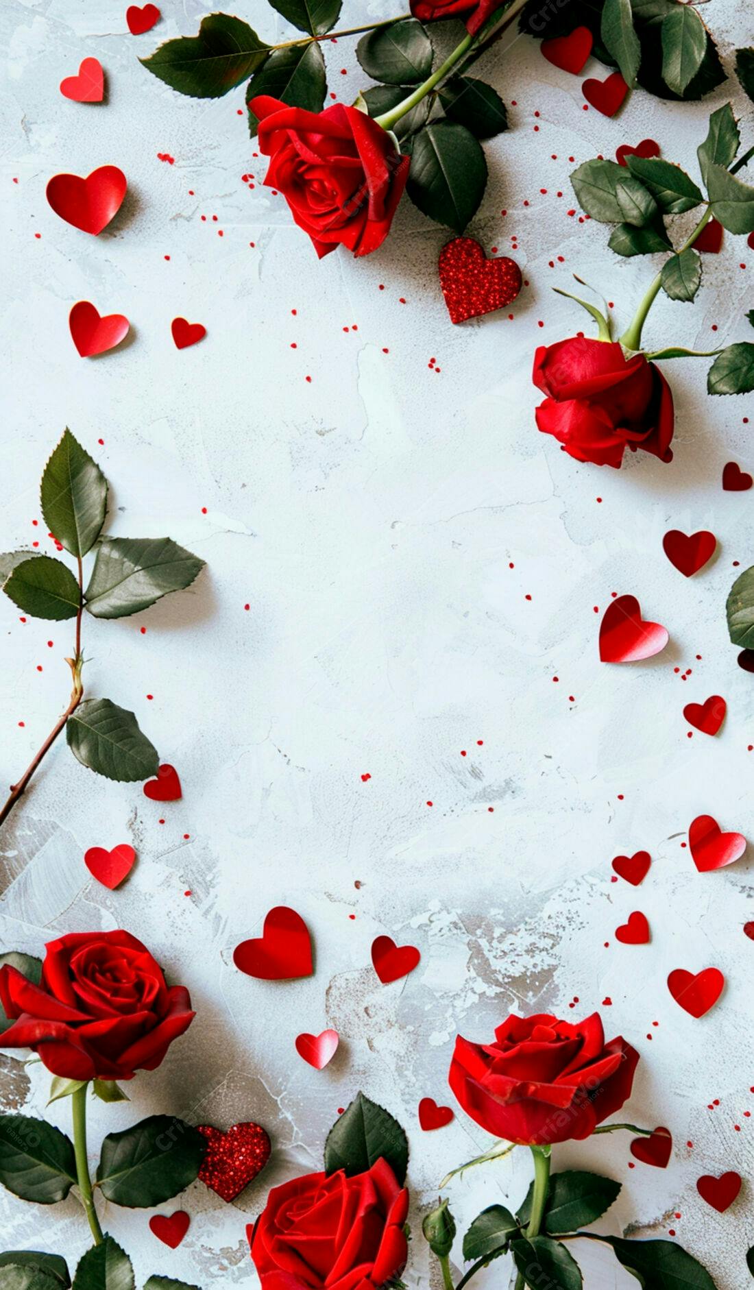 Rosas vermelhas e corações para o Dia dos Namorados