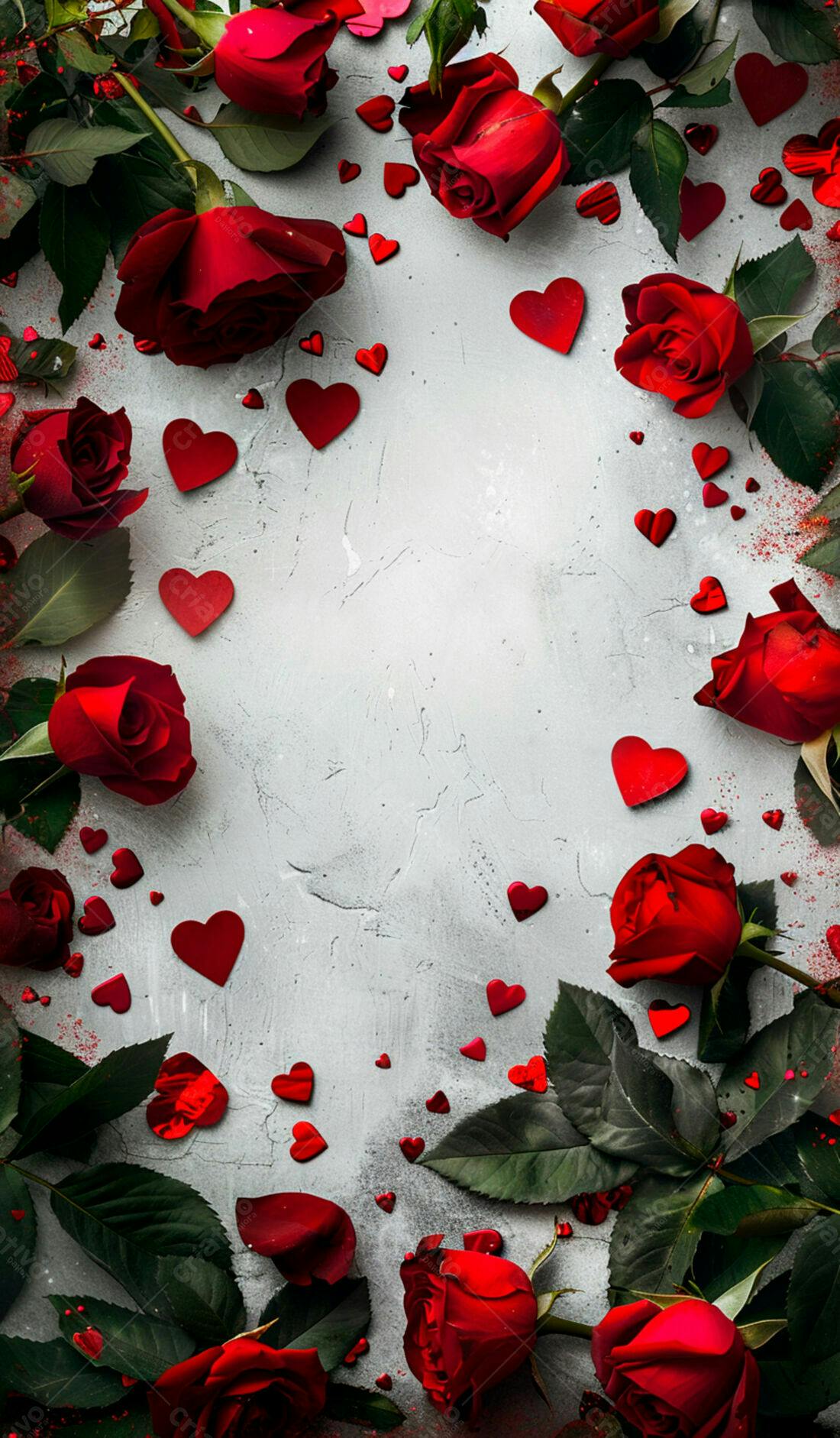Rosas vermelhas Dia dos Namorados moldura