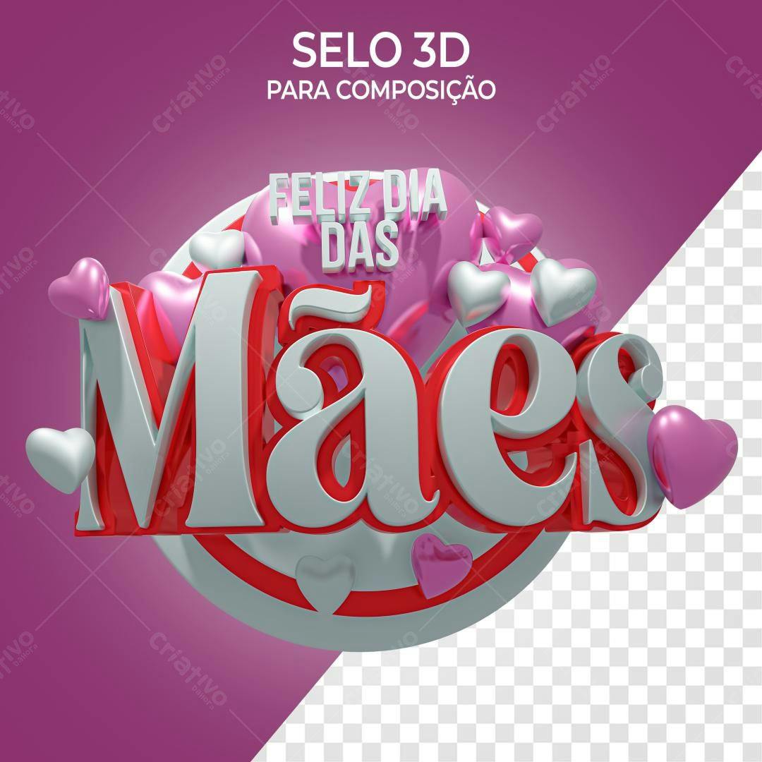 Selo 3D Dia das Mães PSD Editável