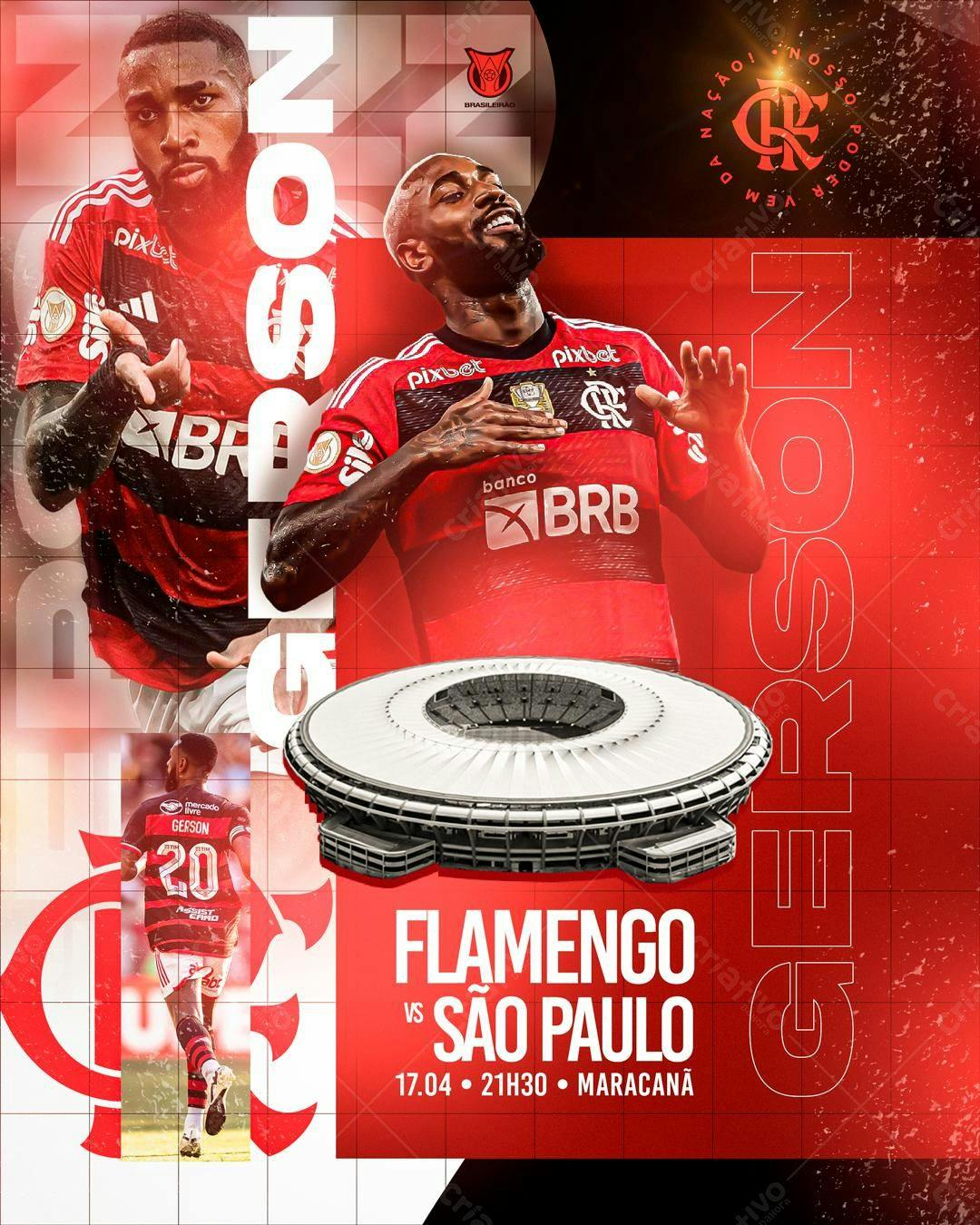 Poster Flamengo vs São Paulo PSD Editável