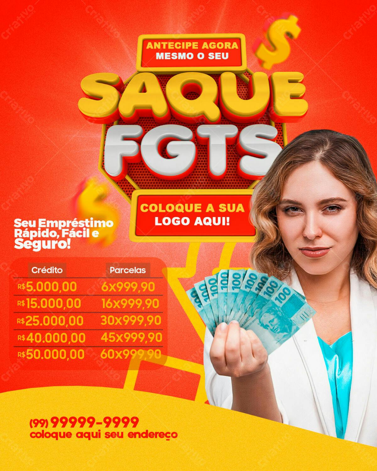 Flyer Saque FGTS PSD Editável