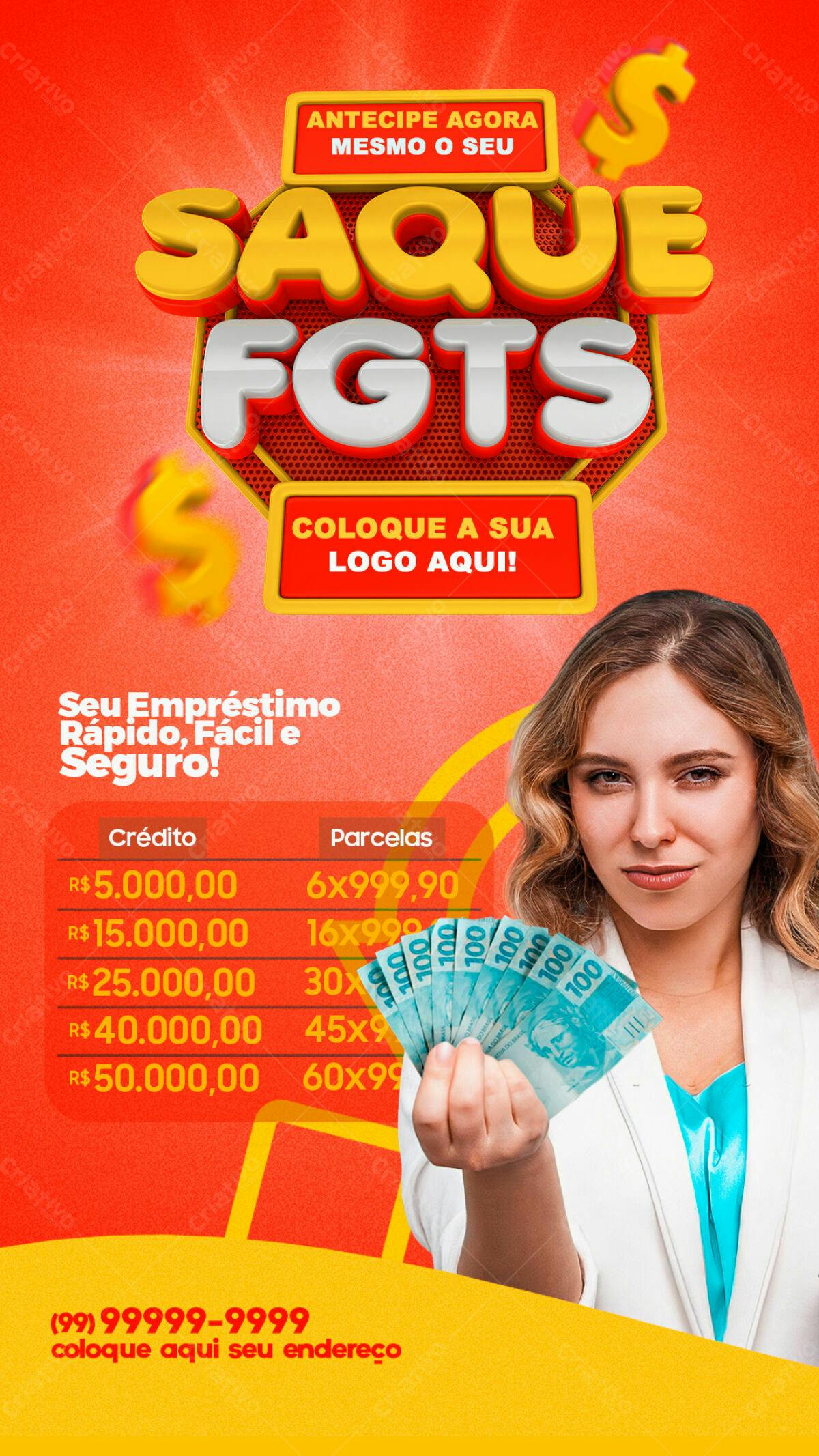 Flyer Saque FGTS PSD Editável