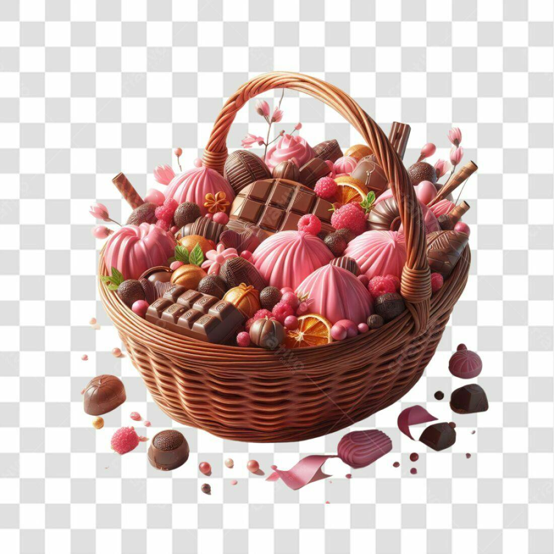 Imagem cesta de chocolates PNG com fundo transparente