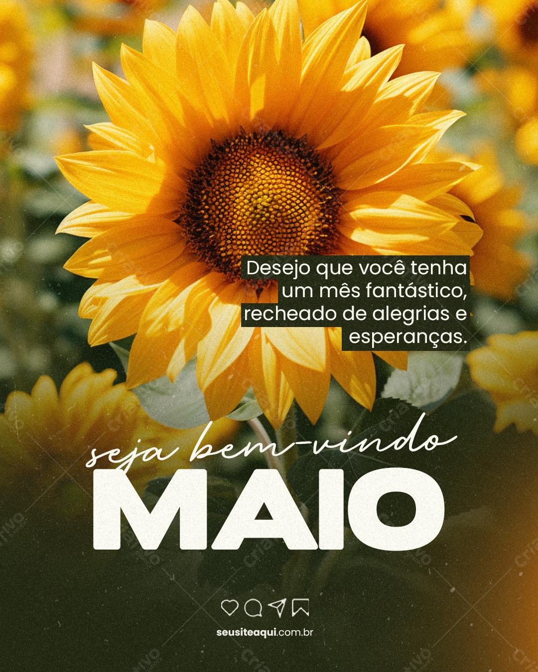 Postagem Boas Vindas Maio PSD Editável