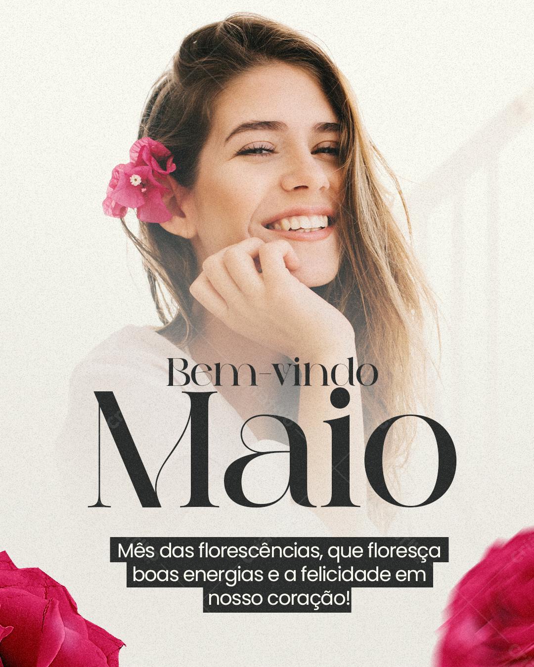 Post para Boas Vindas Maio PSD Editável