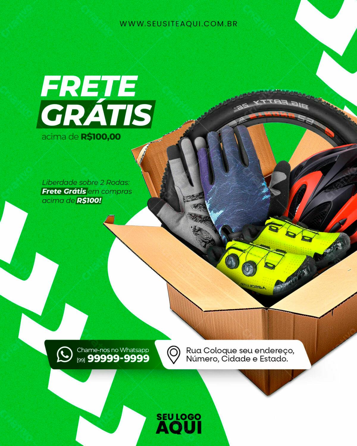 Flyer Frete Grátis Bicicletas PSD Editável
