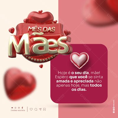 Social Media Mês Da Mães selo 3d mãe