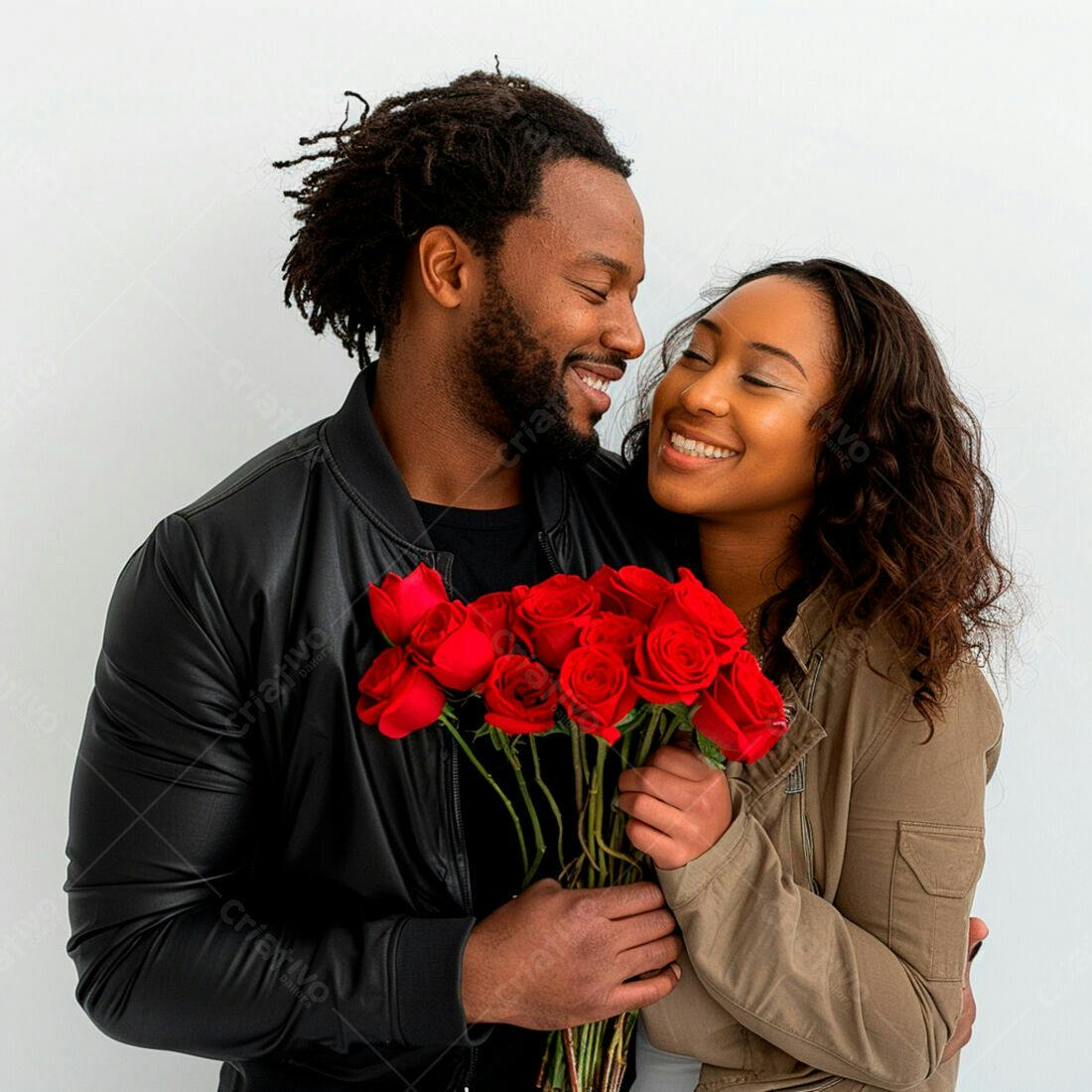 Casal apaixonado com rosas vermelhas