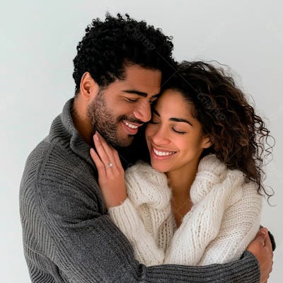 Casal Apaixonados Se Abraçando Em Um Fundo Branco 20