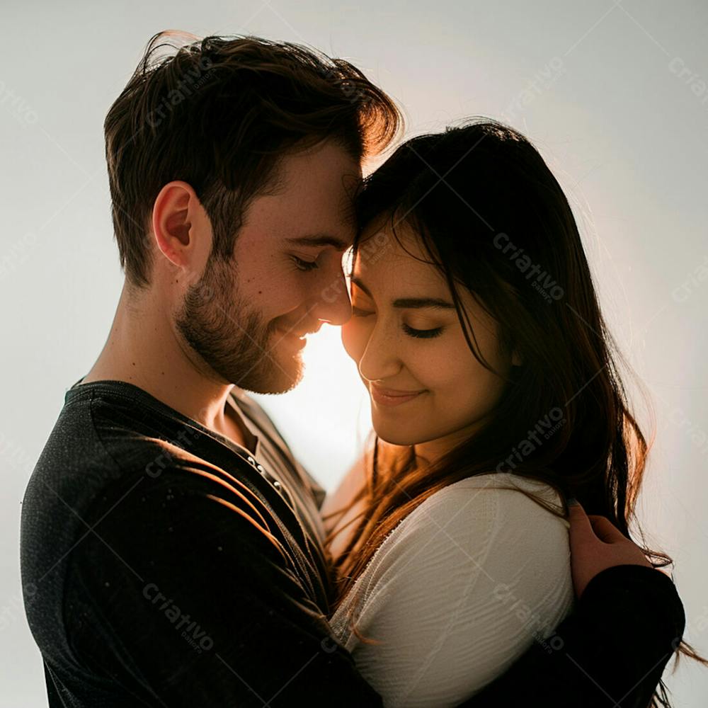 Casal Apaixonados Se Abraçando Em Um Fundo Branco 30