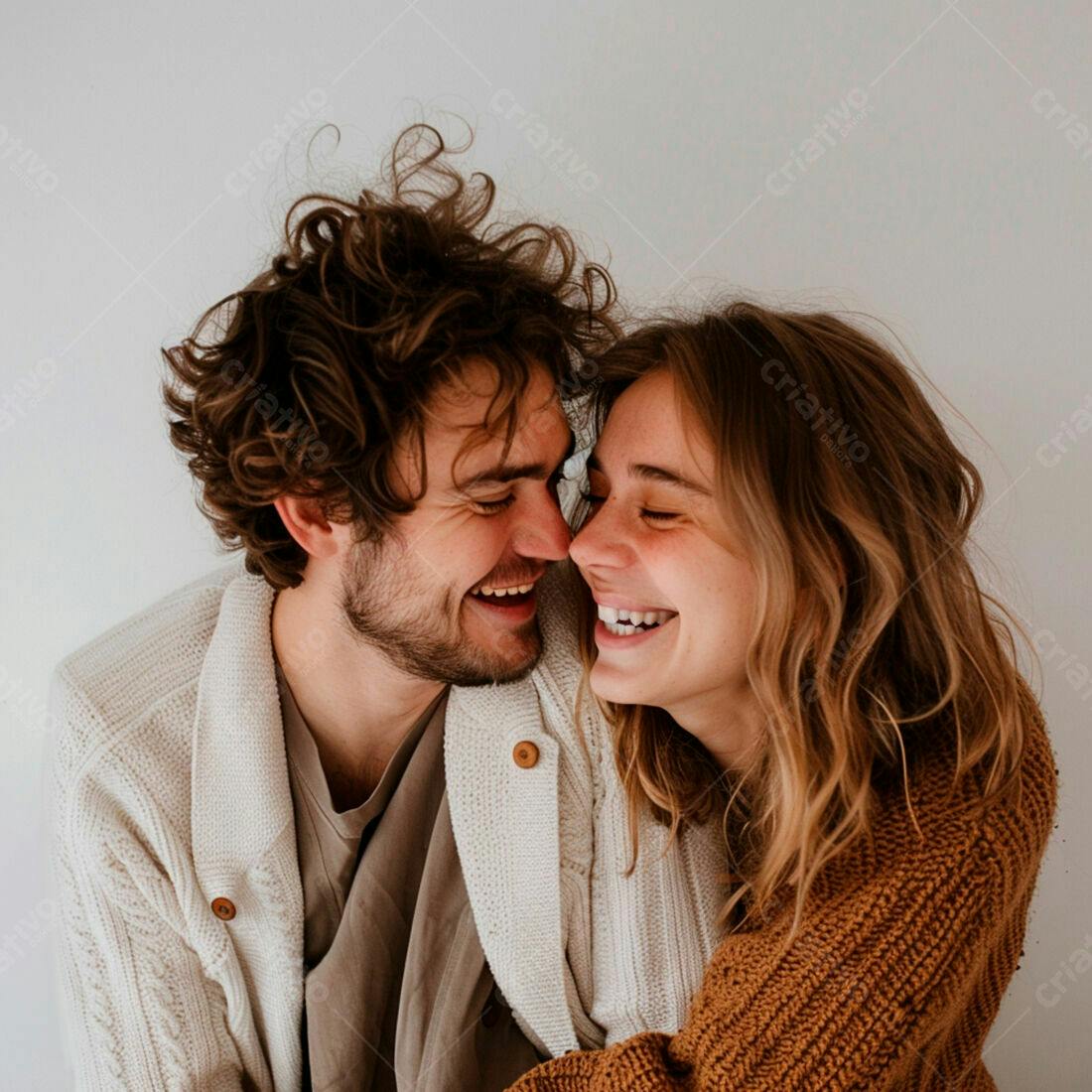 Casal apaixonado sorrindo juntos