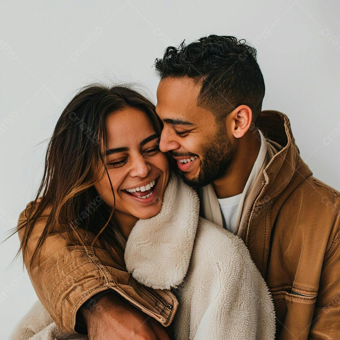 Casal apaixonado se abraçando sorrindo