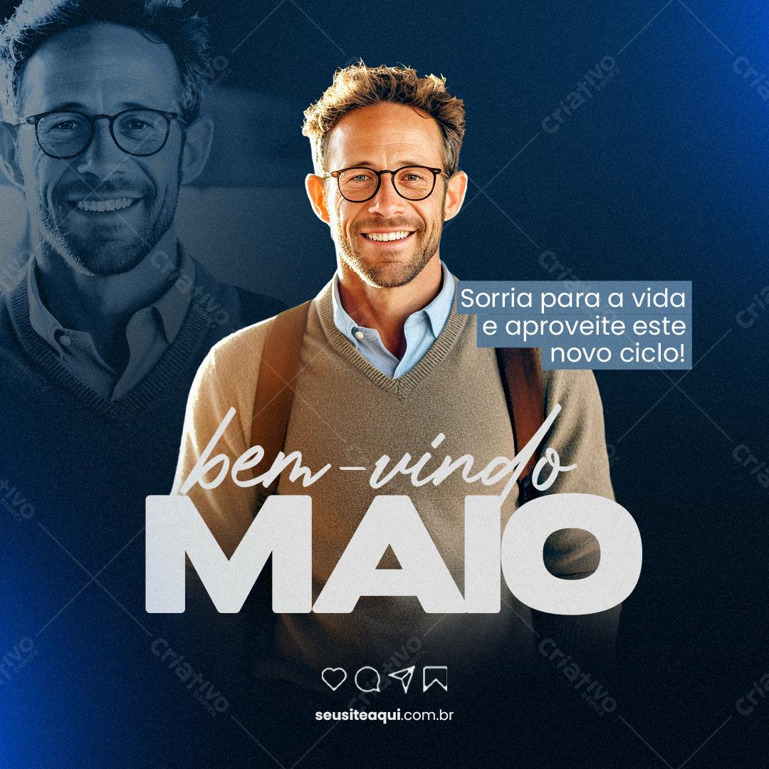 Postagem Boas Vindas Maio PSD Editável