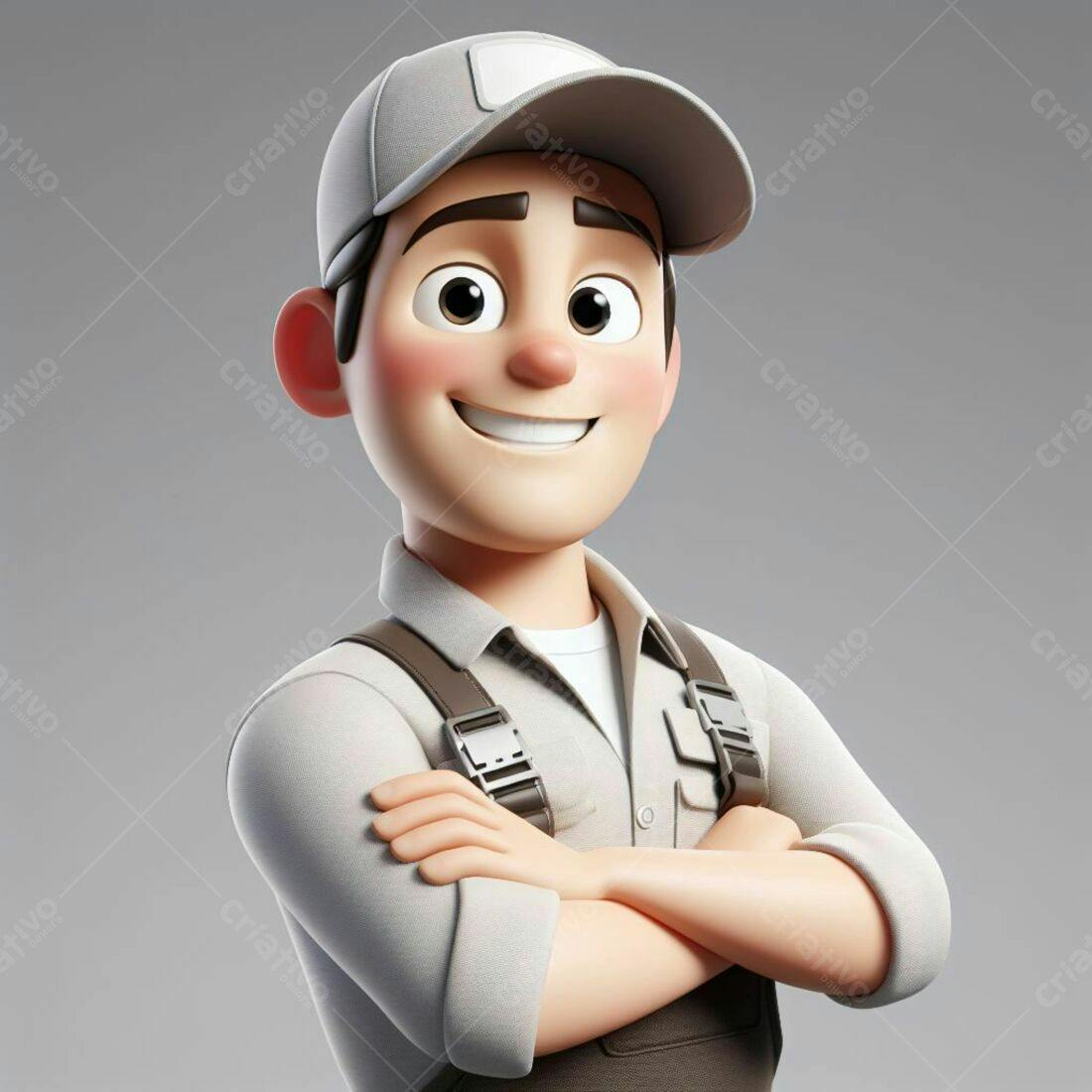Técnico sorridente com braços cruzados