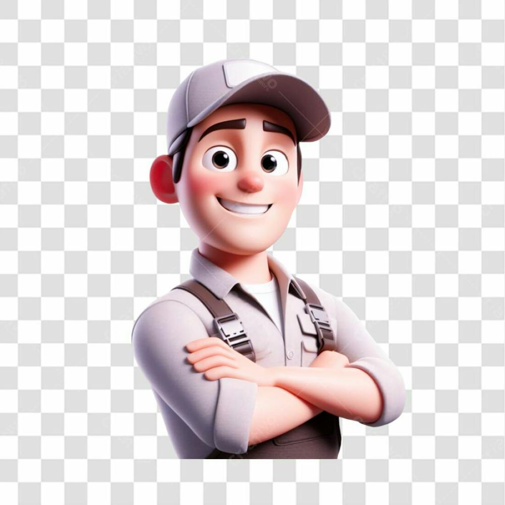 Png Composição 3D, No Estilo Disney Pixar, De Um Mecânico