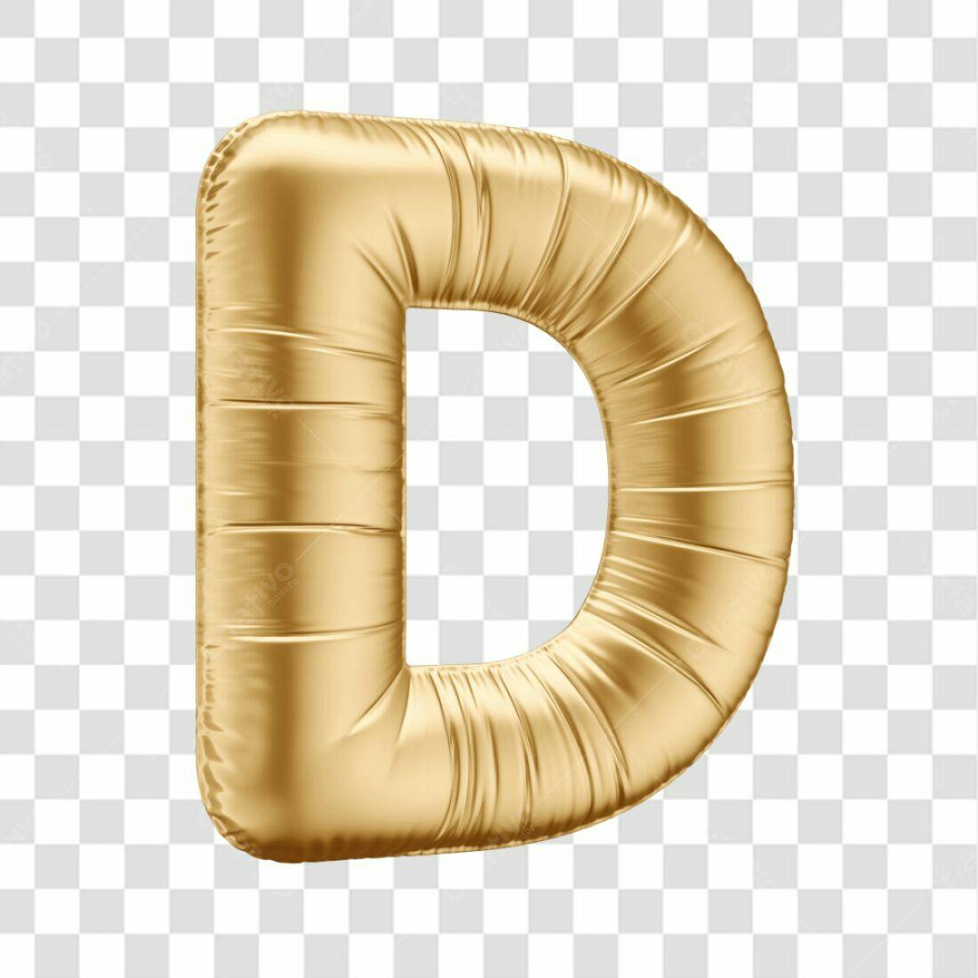 Icone letra D dourado balão PNG com fundo transparente