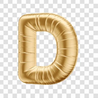 Alfabeto letra d em 3d formato de balão dourado comemoração aniversario luxo fundo transparente
