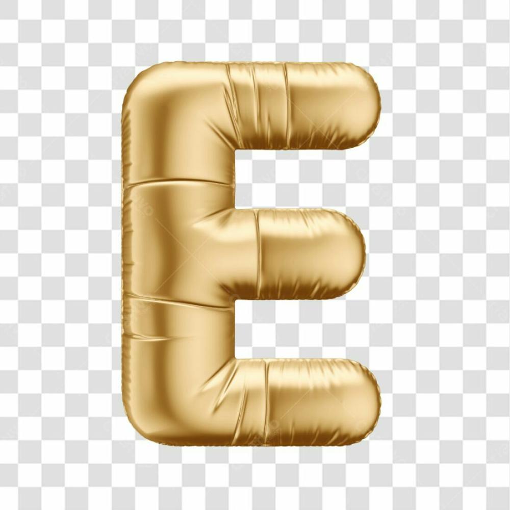 Alfabeto Letra E Em 3D Formato De Balão Dourado Comemoração Aniversario Luxo Fundo Transparente