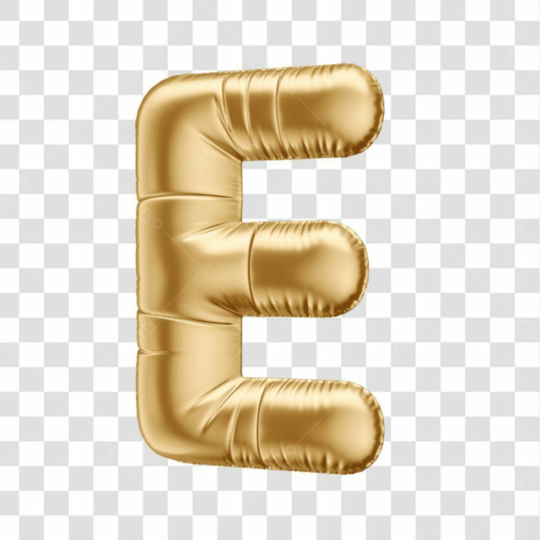 Icone Letra E dourado balão PNG com fundo transparente