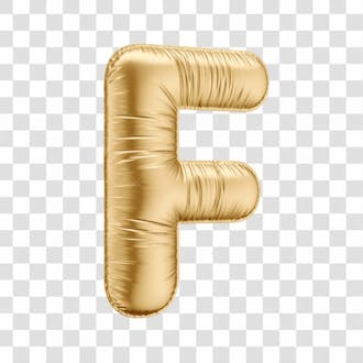 Alfabeto letra f em 3d formato de balão dourado comemoração aniversario luxo fundo transparente