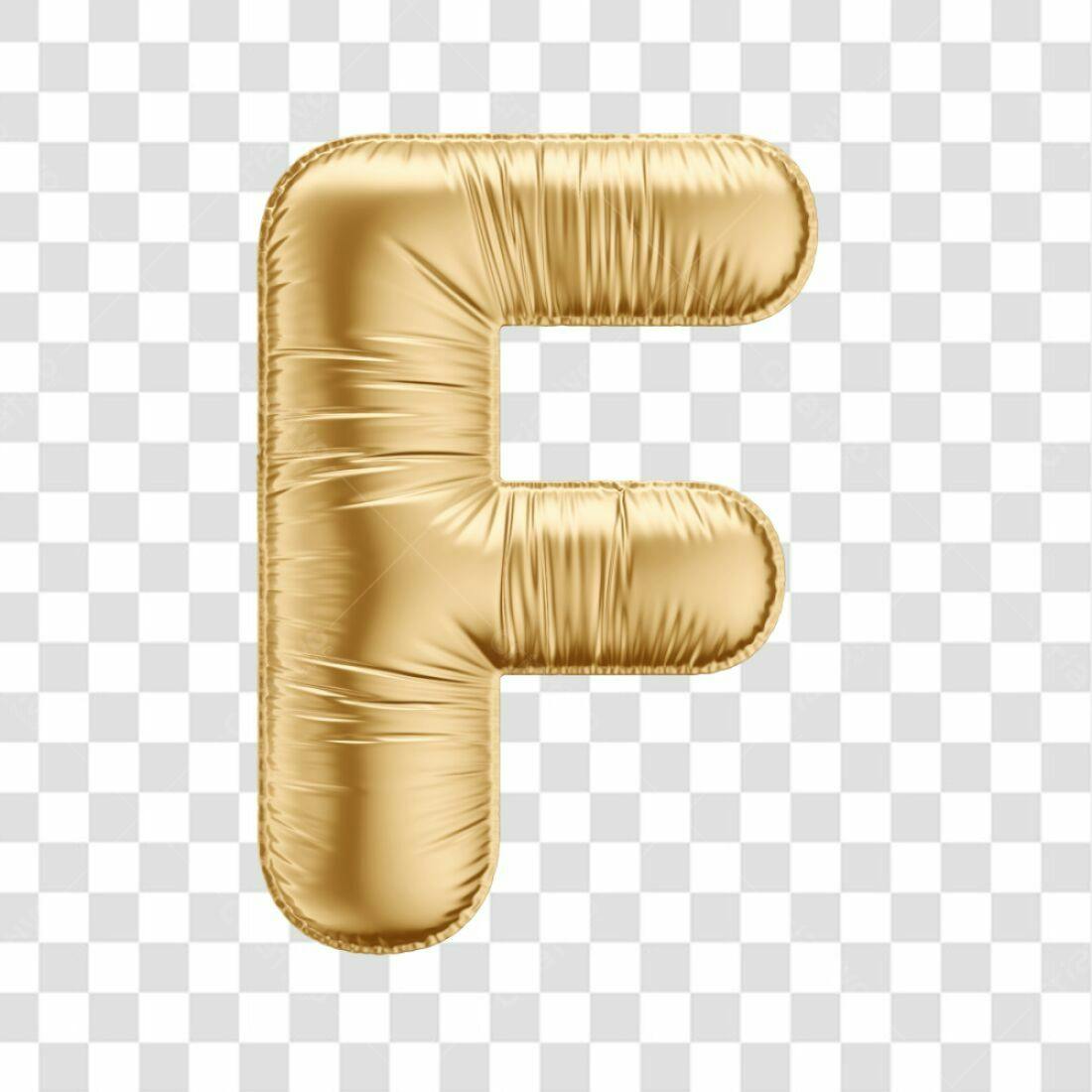 Icone Letra F Dourada Balão PNG com fundo transparente