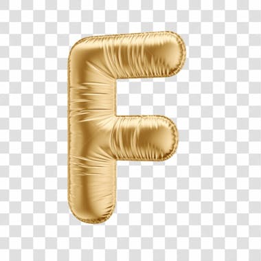 Alfabeto letra f em 3d formato de balão dourado comemoração aniversario luxo fundo transparente