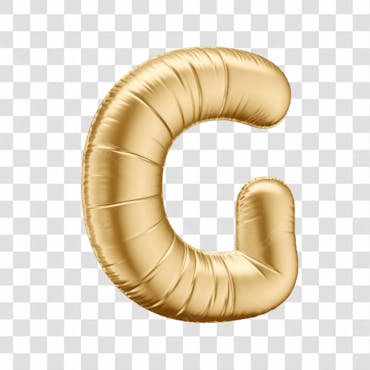 Alfabeto letra g em 3d formato de balão dourado comemoração aniversario luxo fundo transparente