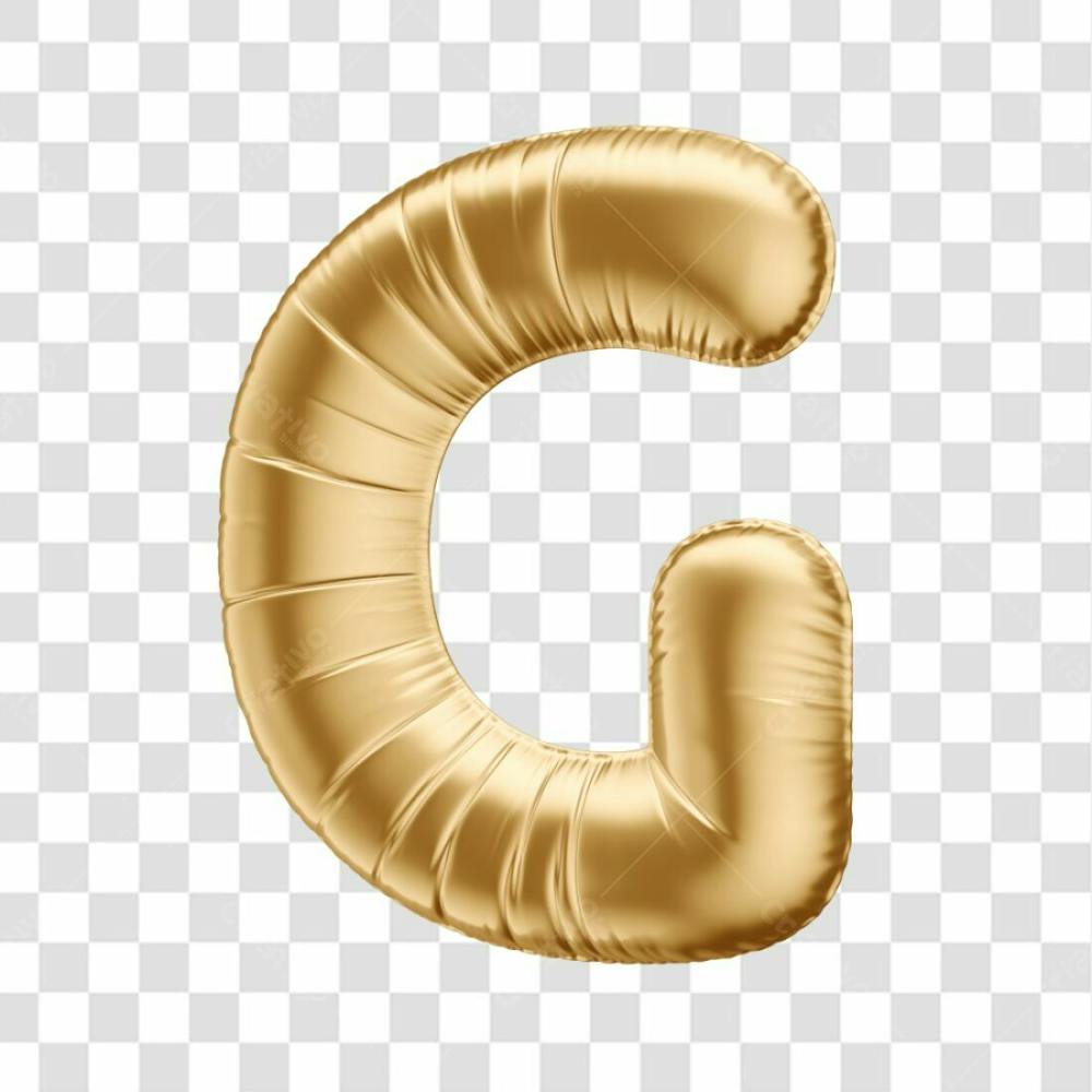 Alfabeto Letra G Em 3D Formato De Balão Dourado Comemoração Aniversario Luxo Fundo Transparente