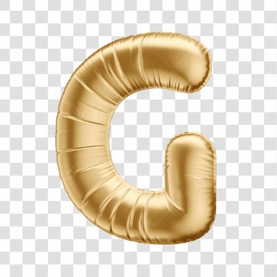 Alfabeto Letra G Em 3D Formato De Balão Dourado Comemoração Aniversario Luxo Fundo Transparente