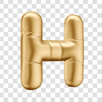 Alfabeto letra h em 3d formato de balão dourado comemoração aniversario luxo fundo transparente