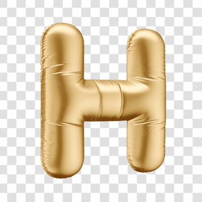 Alfabeto Letra H Em 3D Formato De Balão Dourado Comemoração Aniversario Luxo Fundo Transparente
