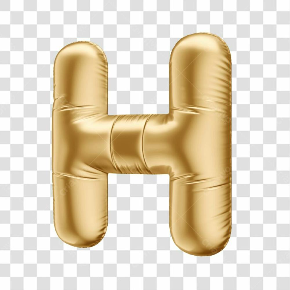 Alfabeto Letra H Em 3D Formato De Balão Dourado Comemoração Aniversario Luxo Fundo Transparente