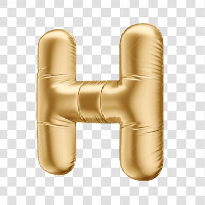 Alfabeto Letra H Em 3D Formato De Balão Dourado Comemoração Aniversario Luxo Fundo Transparente