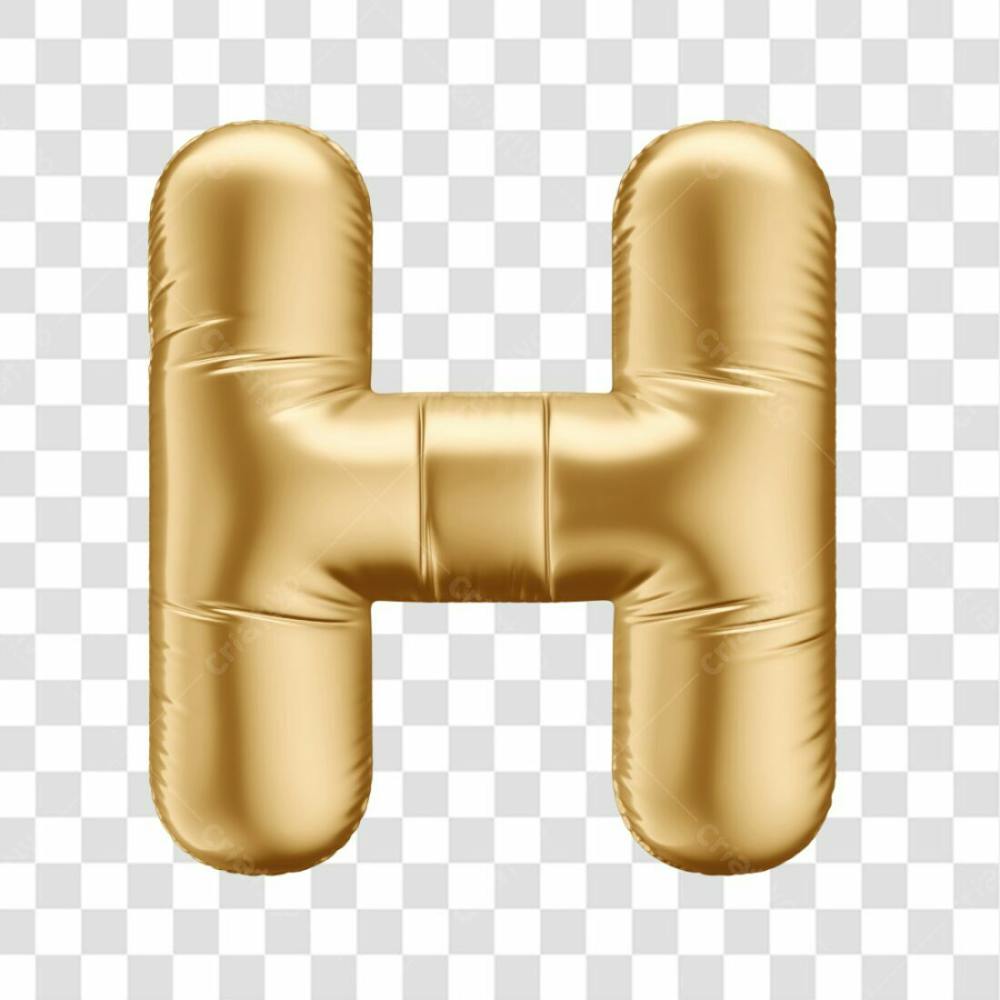 Alfabeto Letra H Em 3D Formato De Balão Dourado Comemoração Aniversario Luxo Fundo Transparente