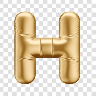 Alfabeto letra h em 3d formato de balão dourado comemoração aniversario luxo fundo transparente