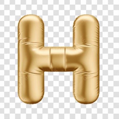 Alfabeto Letra H Em 3D Formato De Balão Dourado Comemoração Aniversario Luxo Fundo Transparente