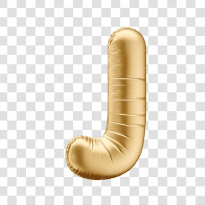 Alfabeto Letra J Em 3D Formato De Balão Dourado Comemoração Aniversario Luxo Fundo Transparente
