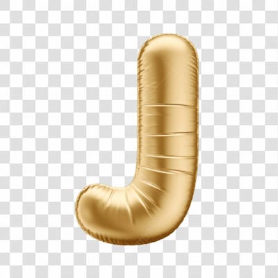 Alfabeto Letra J Em 3D Formato De Balão Dourado Comemoração Aniversario Luxo Fundo Transparente